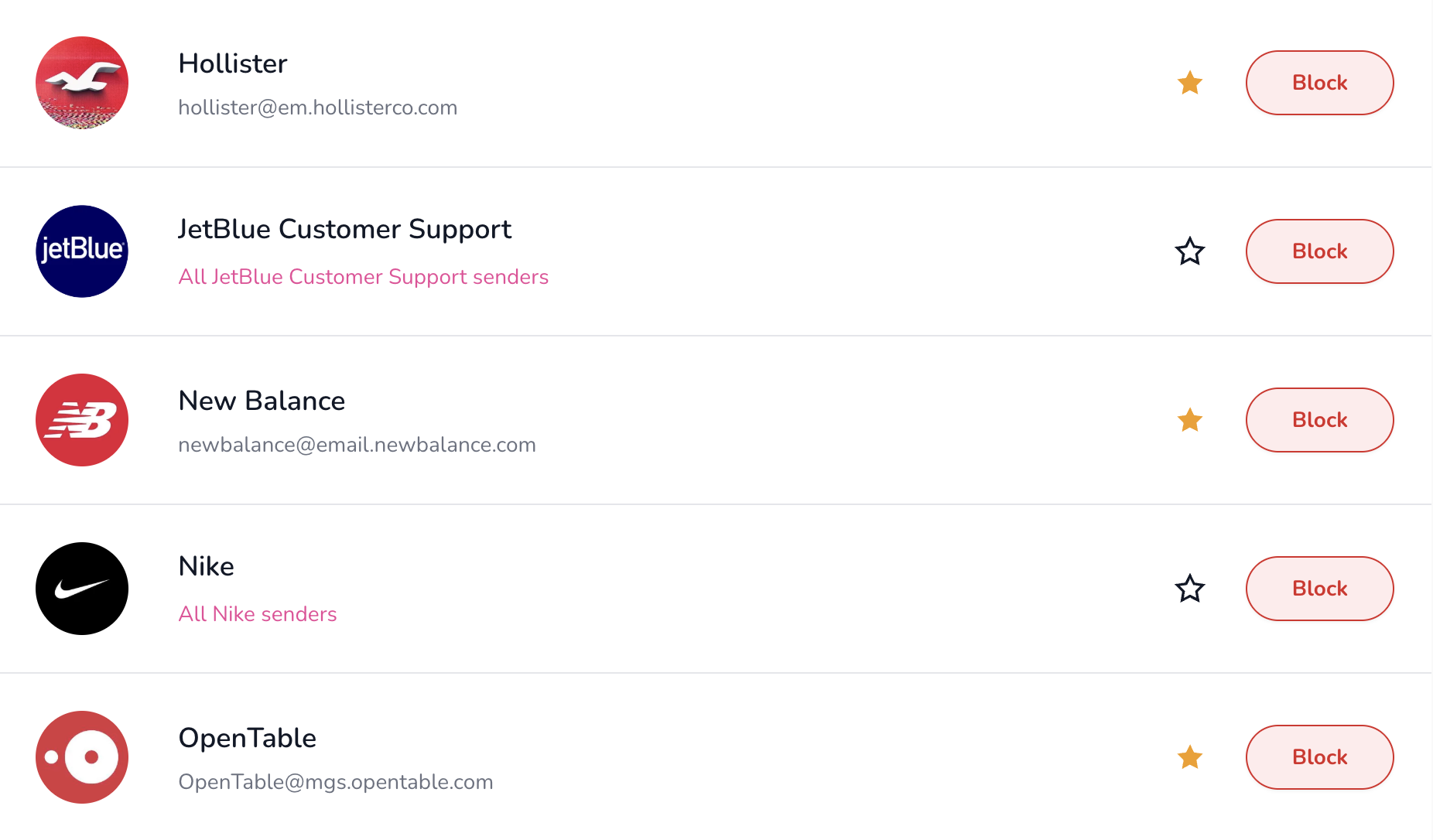 Brand subscription management interface